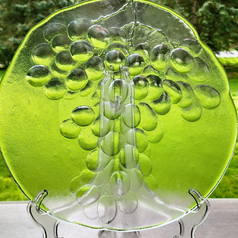 Kosta Boda Grape Large SHALLOW Centerpiece Bowl 13" Textured Glass Sweden Made - Picture 2 of 9
